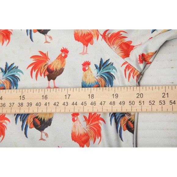 Waggle Polo Shirt Mens Medium Rooster Animal Print Golf Performance Stretch - Picture 7 of 10